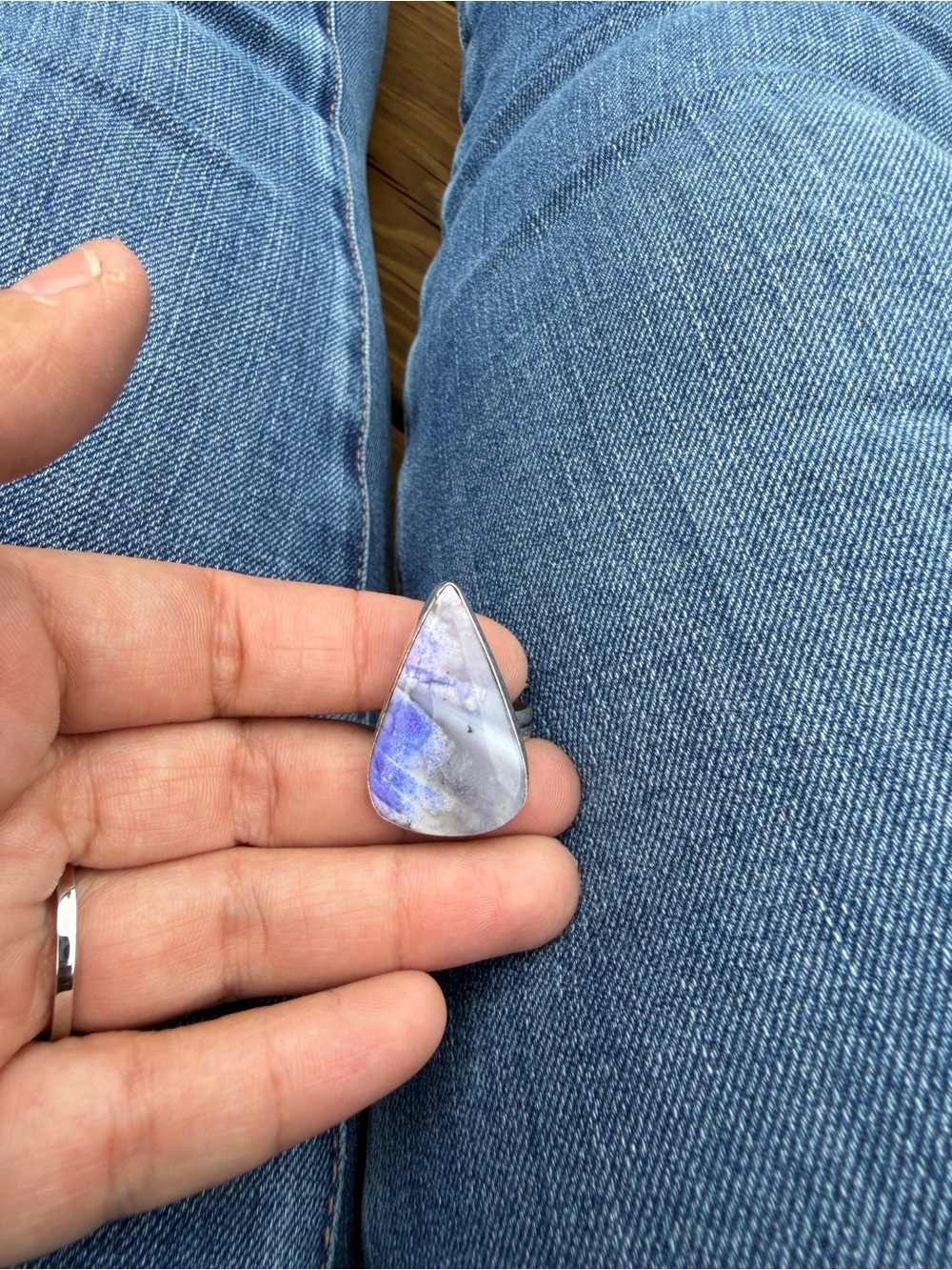 Blue-Purple Teardrop Stone Ring